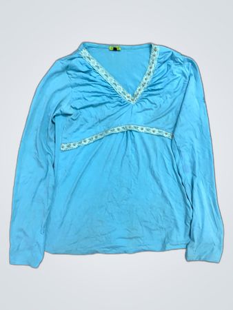 Y.A.S Light Blue Lace Trim Blouse