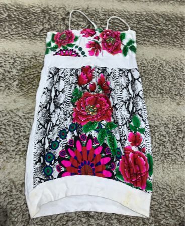 Unbranded Floral Embroidered Snake Print Mini Dress