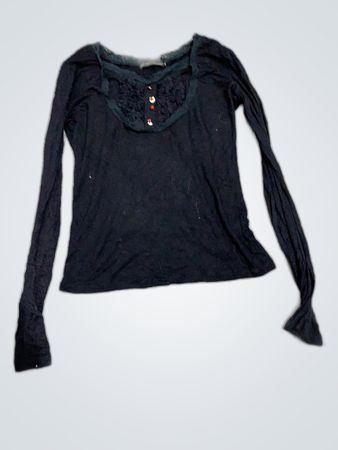 Zara Ruffle Blouse Black Long Sleeve