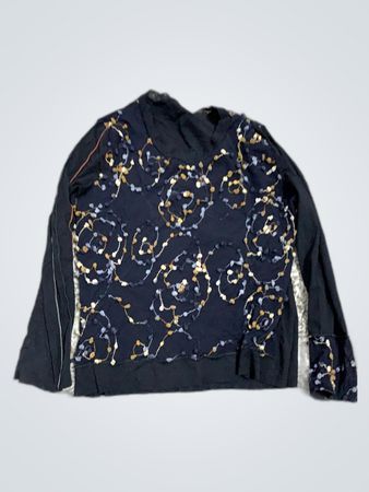 Embellished Black Long-Sleeve Knit Sweater