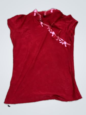 Red Embroidered Sleeveless Blouse