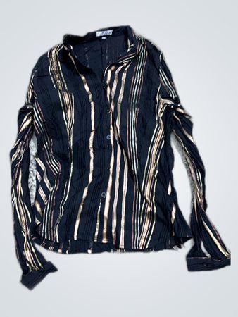 Zara Striped Satin Button-up Blouse