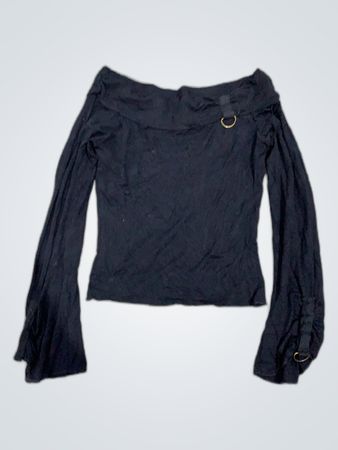 Black Off-Shoulder Long Sleeve Top