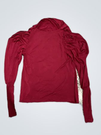 Burgundy Puffed Sleeve Blouse