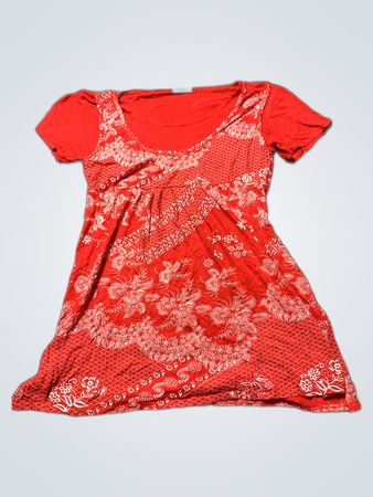 Red Floral Print Short Sleeve Mini Dress