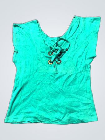 Teal Lace-Up Cami Top