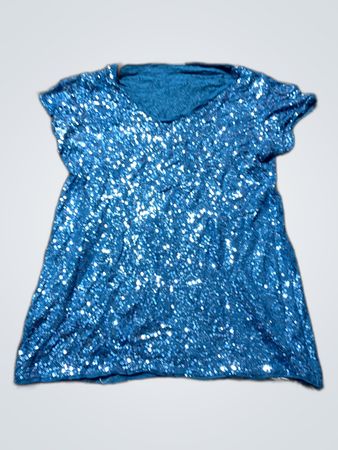 Unbranded Blue Sequin Sleeveless Top