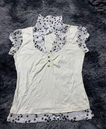 White Blouse with Star Pattern