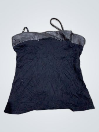 Unbranded Black Leather Trim Camisole Top
