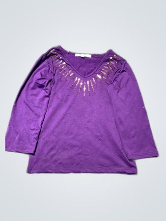 Purple Long-Sleeve Top with Sequins