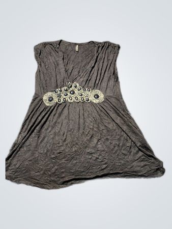 Zara Black Sleeveless Beaded Top