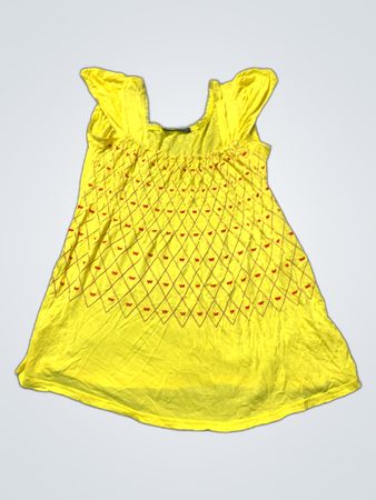 Unbranded Yellow Sleeveless Top with Red Heart Print