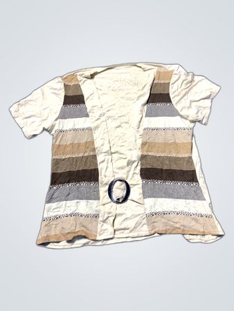 Beige Striped Belted Vest