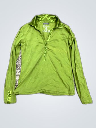 Mango Green Long-Sleeve Polo Shirt