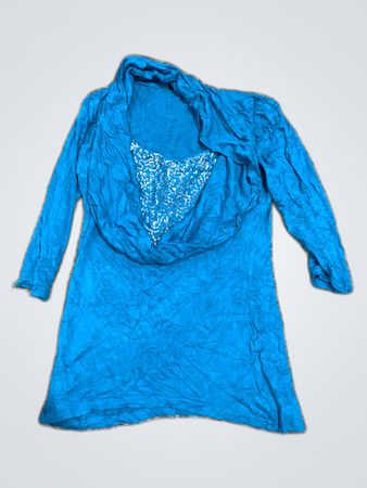 Blue Sequined Wrap Blouse