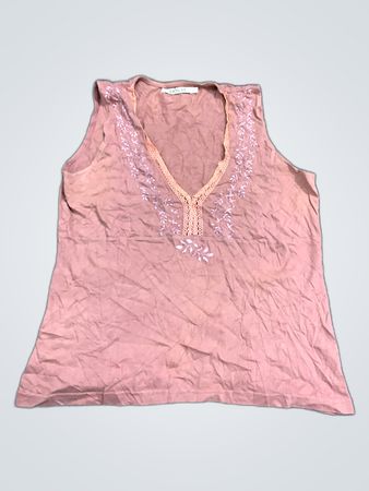 Pink Embroidered Sleeveless Top