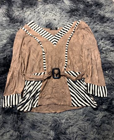 BCBG Striped V-Neck Blouse