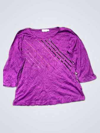 Caroline Purple Beaded Long-Sleeve Top