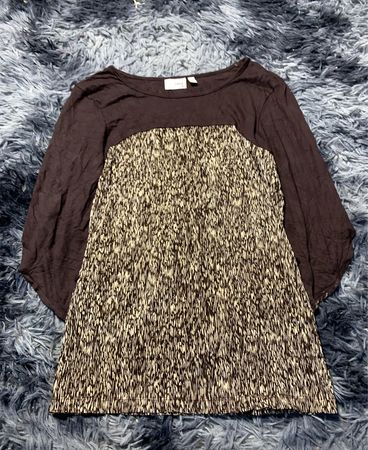 Zara Brown and Beige Contrast Panel Blouse