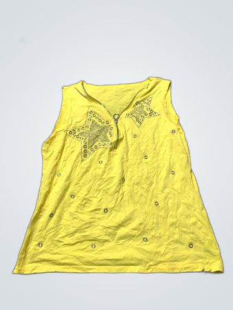 Yellow Embellished Tank Top