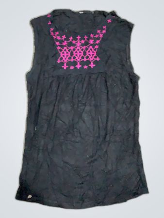 Unbranded Black Embroidered Sleeveless Top
