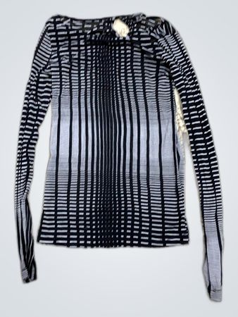 Unbranded Striped Mesh Long Sleeve Top