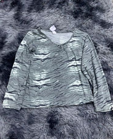 Gray zebra print long sleeve shirt