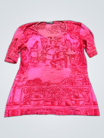 Nice Connection Pink Graphic Print Short Sleeve Blouse