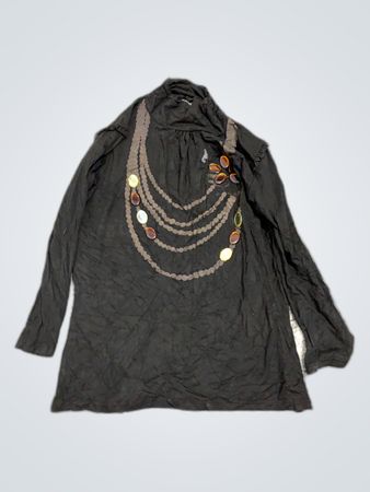 Unbranded Black Beaded Long-Sleeve Blouse