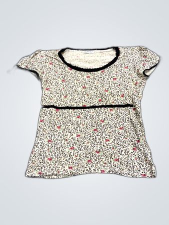 HAWAI Leopard Floral Print Lace Trim Top