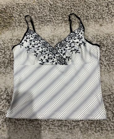 Lace Trim Striped Cami Top