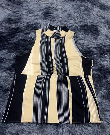 Unbranded Striped Sleeveless Collar Top