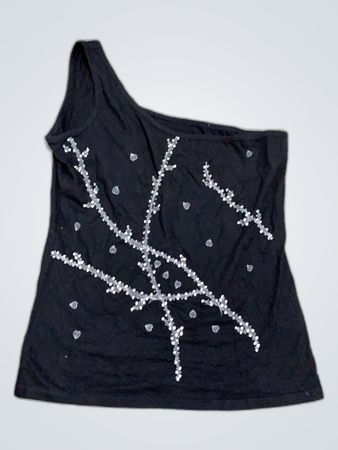 Unbranded Black Sequin One-Shoulder Top