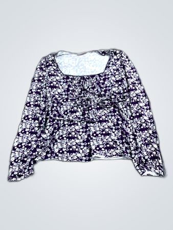 Purple Floral Long Sleeve Blouse