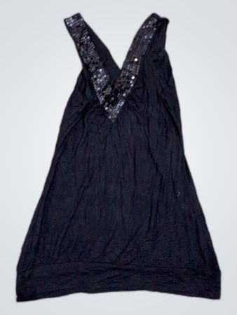Black Sequin V-Neck Tank Top
