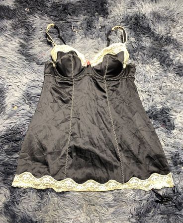 Unbranded Black Satin Lace Babydoll