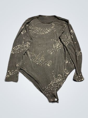 Unbranded Black Leopard Print Long-Sleeve Bodysuit