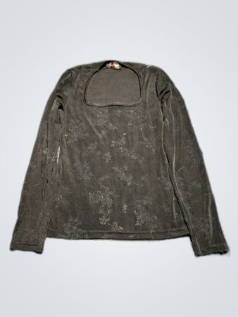 Mango Black Long Sleeve Square Neck Top