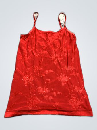 Red Floral Satin Cami Top