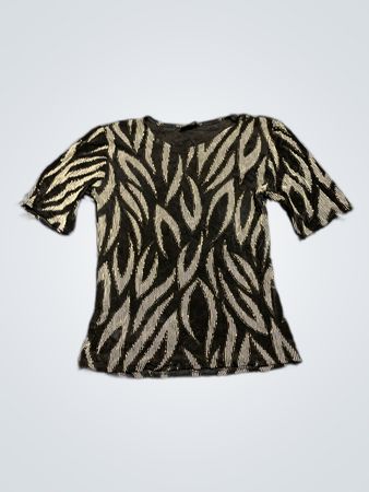 Unbranded Black and Gold Zebra Print Short Sleeve Top
