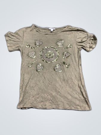 Zara Embellished Heart Short-Sleeve T-Shirt