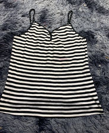 Black and White Striped Cami Top