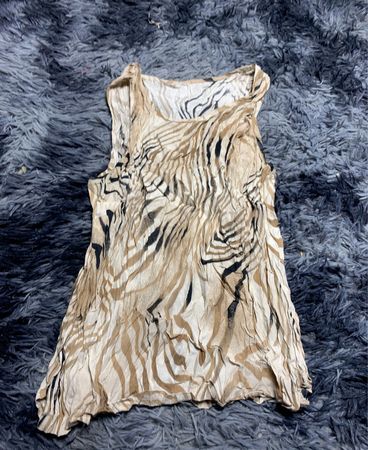 Unbranded Beige Zebra Print Crinkle Tank Top