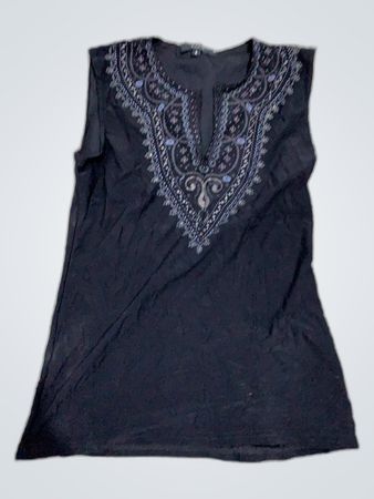 Unbranded Black Embroidered Sleeveless Top