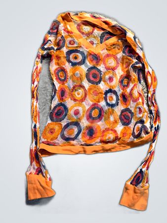 Unbranded Multicolor Abstract Circle Sheer Long-Sleeve Blouse