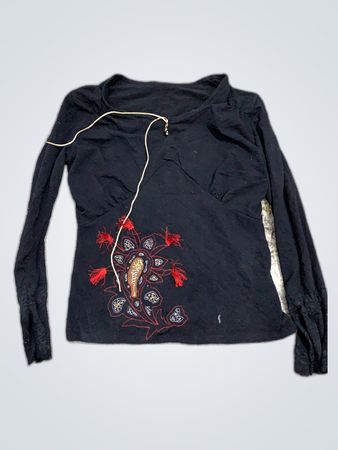 Unbranded Black Embroidered Long-Sleeve Top
