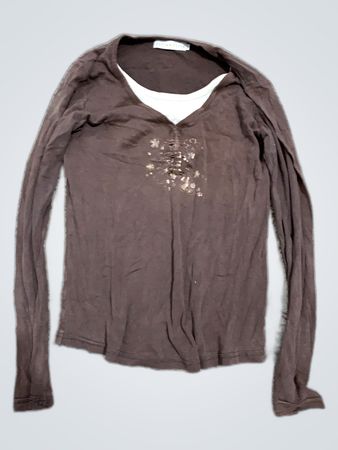Free People Embroidered Brown Cardigan