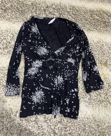 Zara Black Floral Wrap Cardigan