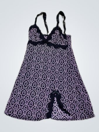 Purple Black Damask Lace Slip Dress