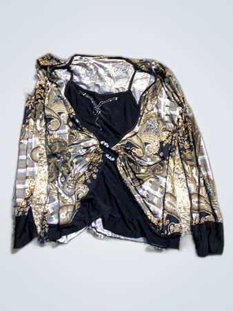 Long-Sleeve Top with Gold and Black Pattern